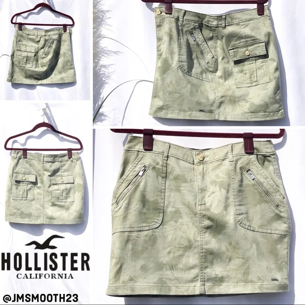 🛑CLEARANCE‼️ Hollister Palm Print Twill Skirt olive green size 9